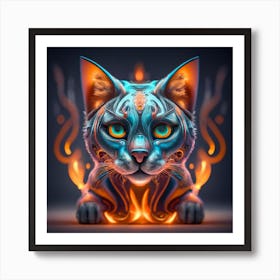 Cat In Flames 1 Art Print