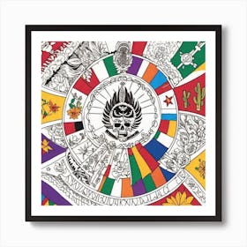 Mexican Coloring Flags Mysterious (2) Art Print