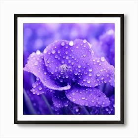 Purple Flower With Water Droplets Art Print