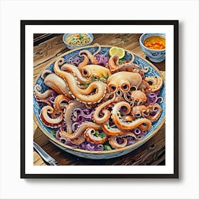 Octopus Salad Art Print