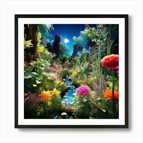 Garden At Night art print 1 Art Print