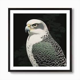 Ohara Koson Inspired Bird Painting Falcon 6 Square Art Print