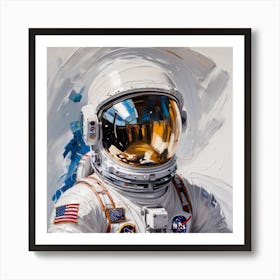 Astronaut Day Spaceman In White Space Suit Costume Open Glass Helmet 1 (1) Art Print