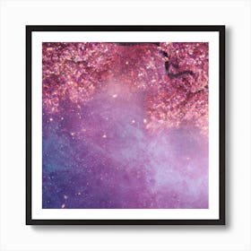 Cherry Blossoms Galaxy Sky Art Print