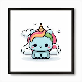 Unicorn Kawaii 2 Art Print