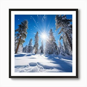 Crystal Clear Ice Clings To The Pine Trees Under A Vibrant Radiant Sun In A Wintry Wonderland Ext (2) Art Print