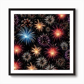 Fireworks On A Black Background 7 Art Print