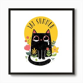 Funny Cat: Yay Summer Art Print