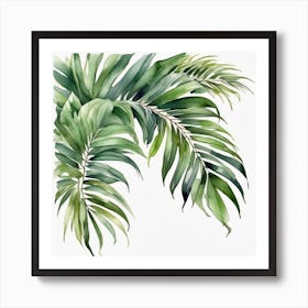 Green waves of palm leaf 4 Art Print