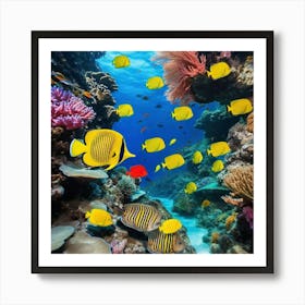 Coral Reef With Tropical Fishes Art Print