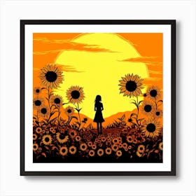 Sunflowers In The Field Art Print