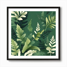 Abstraction with Green fern, Vector art 1 Art Print