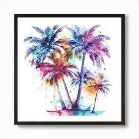 Watercolor Palm Trees Art Print