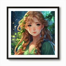 Anime Girl In The Forest Art Print