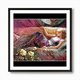 Woman Laying On A Couch Art Print