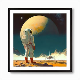 Mumblecrust A Retrofuturism Astronaut Man Walking On The Moon R 29cb492d 08be 425e Af77 7912183dd5f2 Art Print