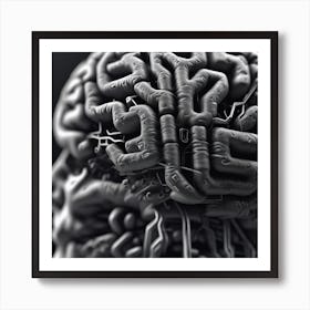 Human Brain With Electronic Circuits 2 Poster