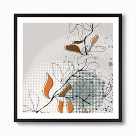 Abstract Branch Cool Sunrise Square Art Print