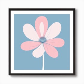 A White And Pink Flower In Minimalist Style Square Composition 557 Art Print