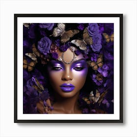 Purple Beauty With Butterflies 5 Art Print