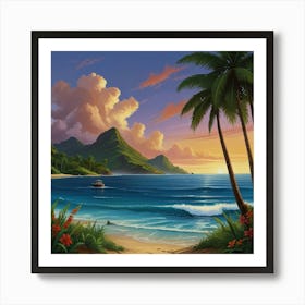 Sunset On The Beach Art Print