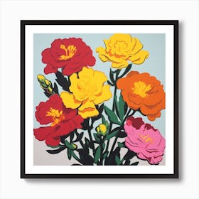 Portulaca 1 Pop Art Illustration Square Art Print