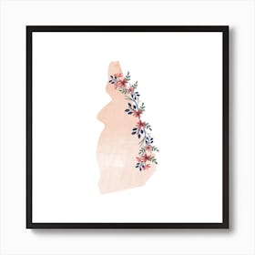 New Hampshire Watercolor Floral State Art Print