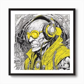 Cosmic Opa With Headphones 2 Art Print