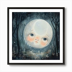 Moon In The Woods Art Print