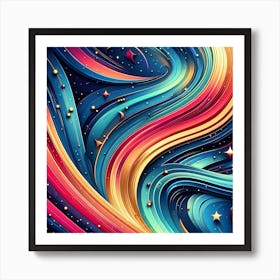 Abstract Colorful Wavy Art Print