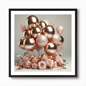 Rose Gold Balloons 2 Art Print