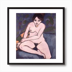 Model On Blue Ground Art Print