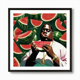 Notorious BIG eats a Watermelon Art Print