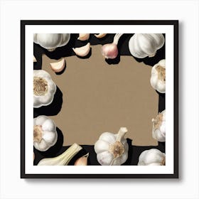 Garlic Cloves On Black Background Art Print