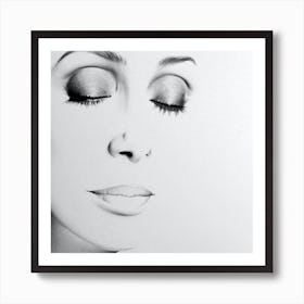 Cher Pencil Portrait Drawing Minimal Black and White Art Print