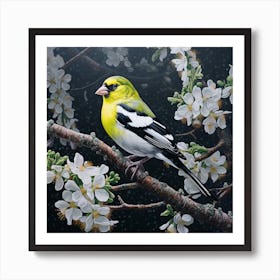 Ohara Koson Inspired Bird Painting American Goldfinch 2 Square Art Print