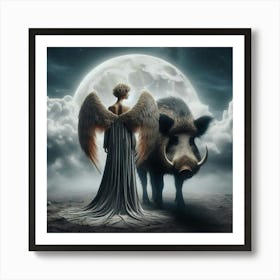 Angel And Boar 2 Art Print