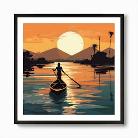 Sunset On The River Art Print