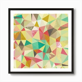 Abstract Triangles and Shards in Green and Pink Art Print