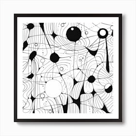 Doodles In Black And White Line Art 7 Art Print