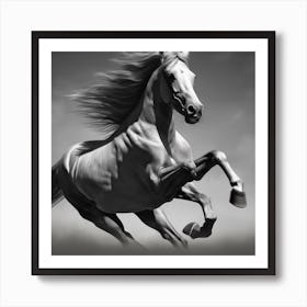 Black And White Horse Art Print