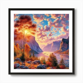 Sunset In Yosemite Art Print