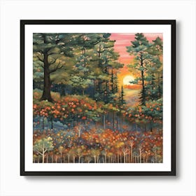 Sunset In The Woods 8 Art Print