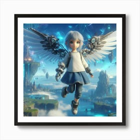 Anime Girl With Wings Art Print