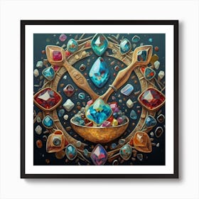 Logo made of gemstones extracted with a tablespoon. 18 Art Print