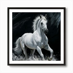 White Horse Running Art Print