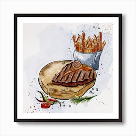 Steak And Fries Art Print