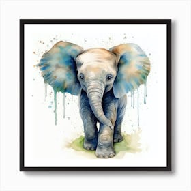 Baby Elephant Watercolor 1 Art Print