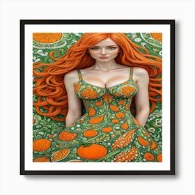 Orange Dress Art Print