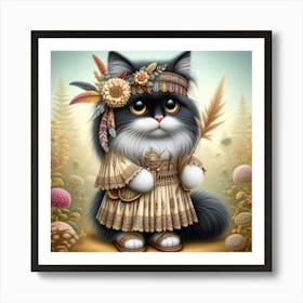 Kitty In Feathers Art Print